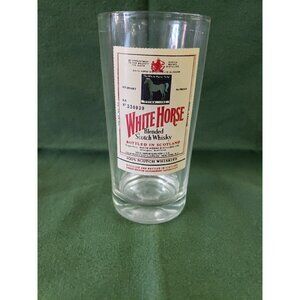 Vintage White Horse Blended Scotch Whiskey Highball Glass Glasgow Advertising